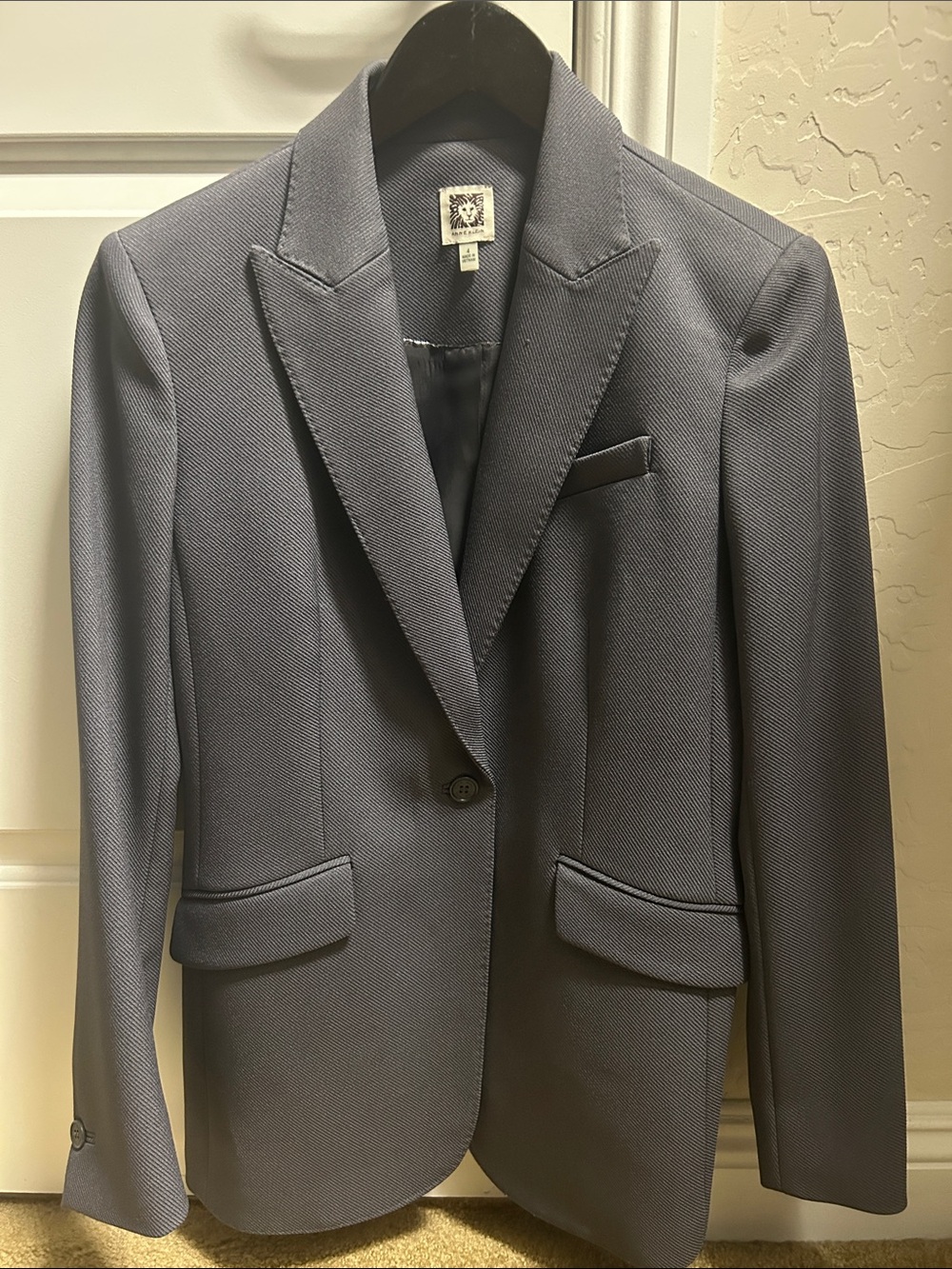 Anne Klein Women's Gray Single-Button Tailored Blazer